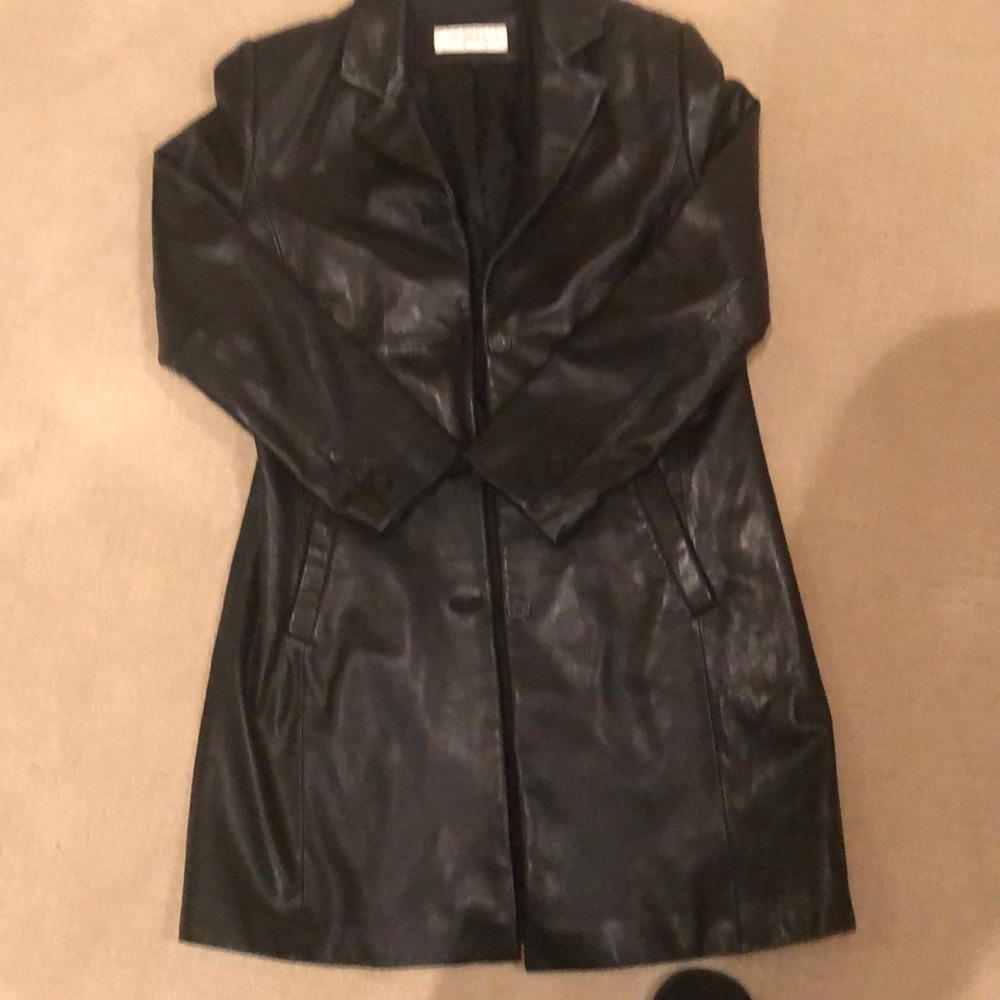 Black real leather coat.